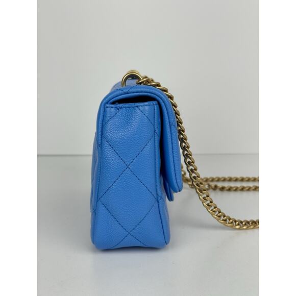 Chanel Mini Heart Chain Flap Bag Blue Caviar Leather D-7 - Picture 5 of 16